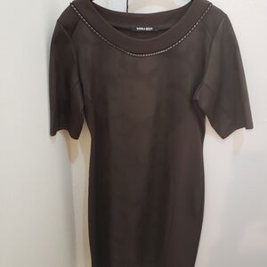 Designer Fas Paris 2 tone dress with faux leather look front and back.